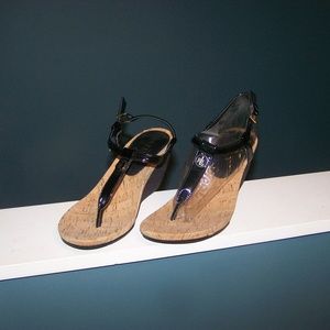 LAUREN RALPH LAUREN REETA WEDGE T STRAP BLACK